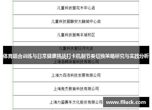 体育组合训练与日常健康挑战打卡机制节奏切换策略研究与实践分析